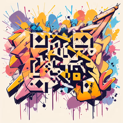 Graffiti Block Lettering Splatter QR Code for Posters — image 1