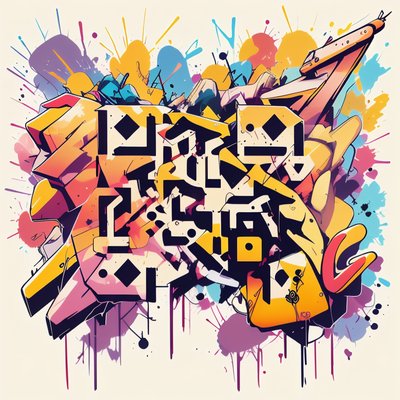 Graffiti Block Lettering Splatter QR Code for Posters