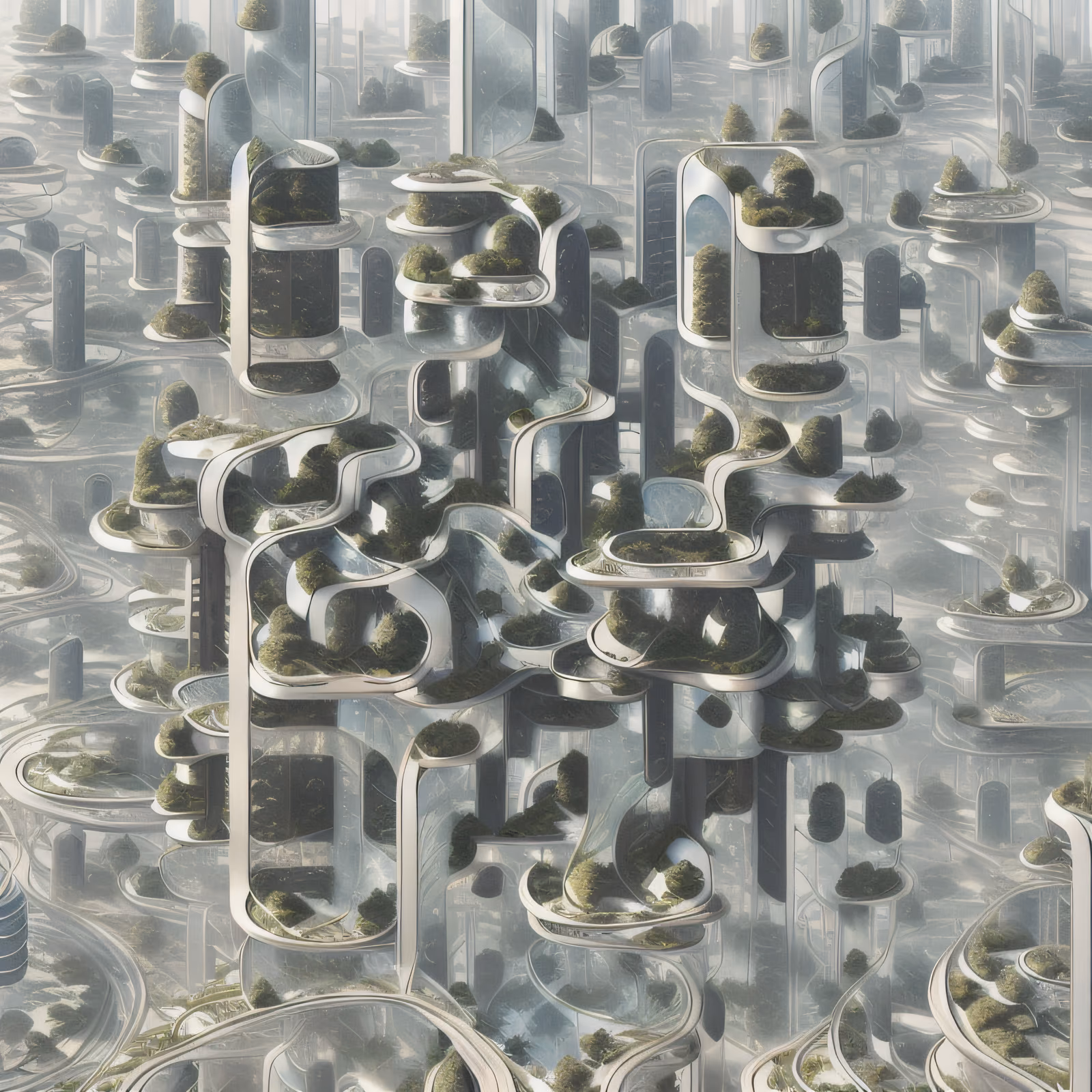 Futuristic Eco City Concept QR Code Art — image 1