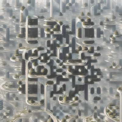 Futuristic Eco City Concept QR Code Art — image 1