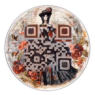 Victorian Lady Collage QR Code for Stickers — image 1
