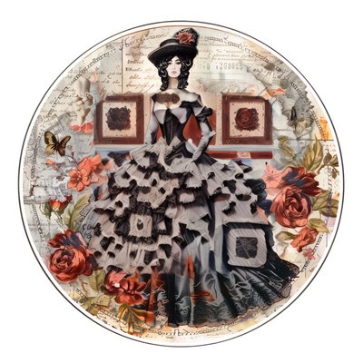 Victorian Lady Collage QR Code for Stickers