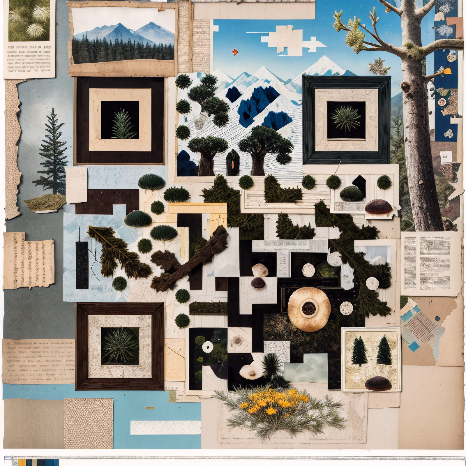 Mountain Flora Paper Collage QR Code Art — image 1