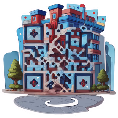 Здание больницы, векторная наклейка с сердцем: QR-код для стикеров — изображение 1