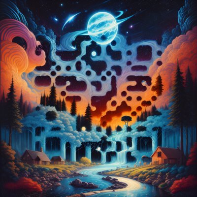 Psychedelic Night Sky Landscape QR Code Art