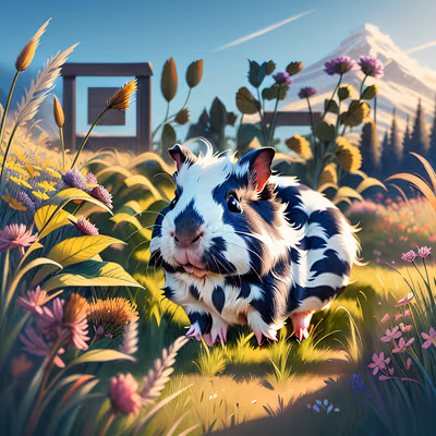 Guinea Pig in Wildflower Meadow QR Code Art — image 1