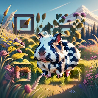 Guinea Pig in Wildflower Meadow QR Code Art