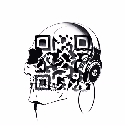 Skull Headphones Ink Tattoo QR Code for Temporary Tattoos — image 1
