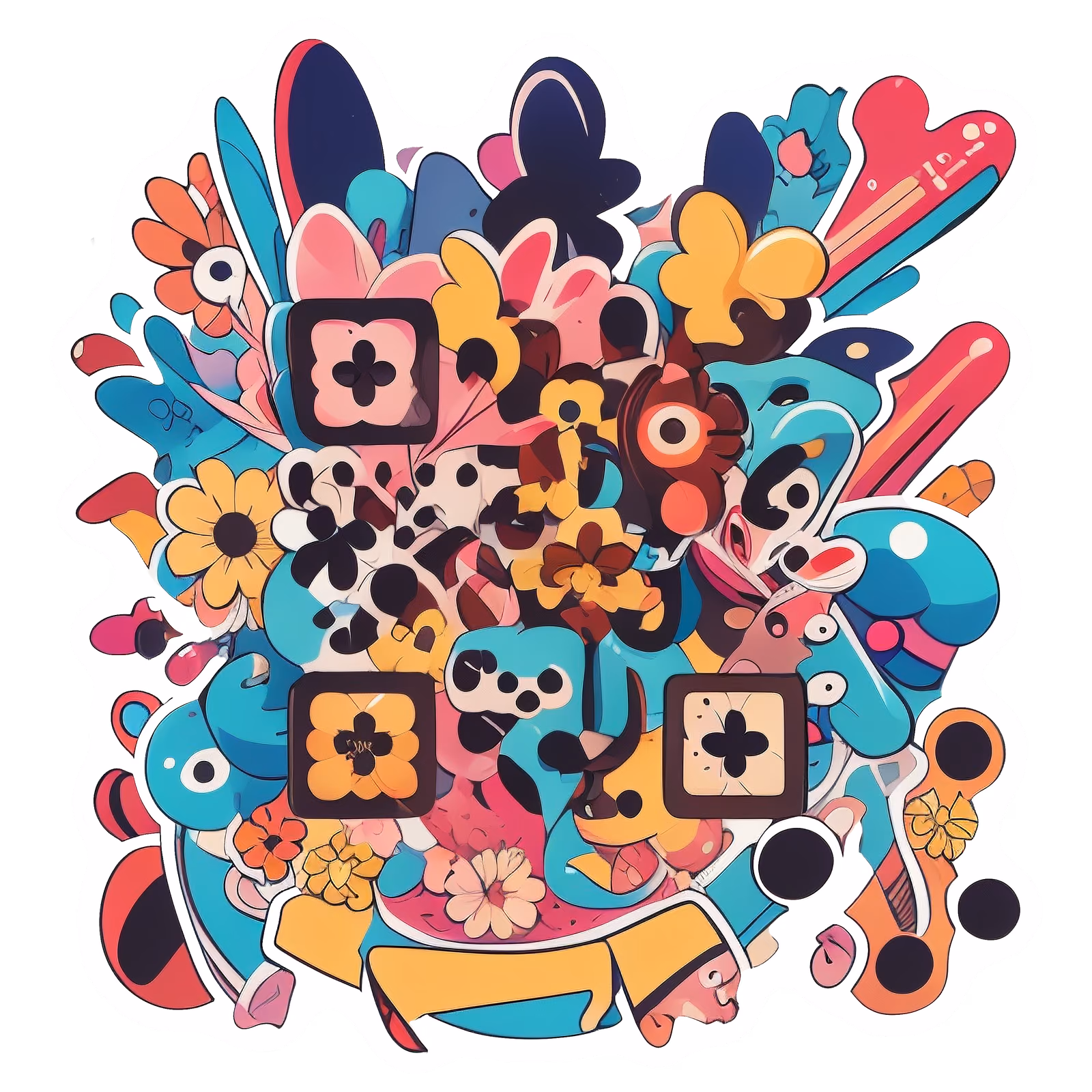 Abstract Flower Blob Vector QR Code for Stickers — image 1