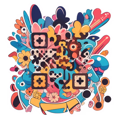 Abstract Flower Blob Vector QR Code for Stickers — image 1
