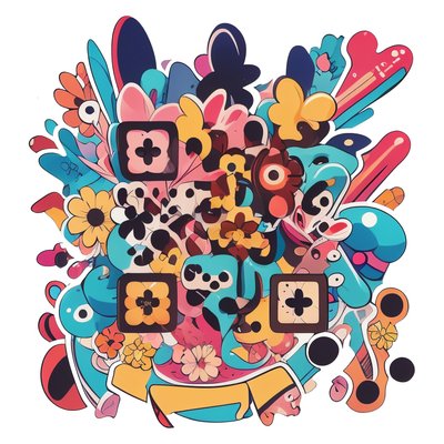 Abstract Flower Blob Vector QR Code for Stickers