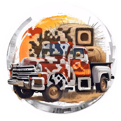 Vintage Pickup Truck Hay Bales QR Code for Stickers — image 1