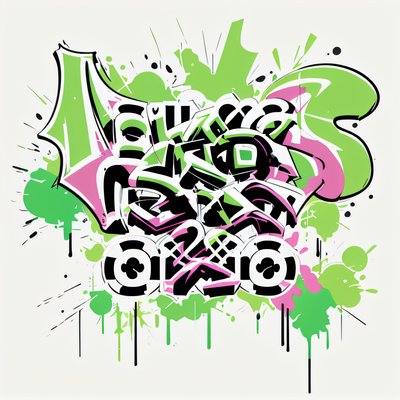 Lime Pink Graffiti Lettering QR Code for Stickers