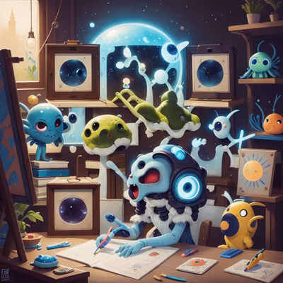 Cartoon Aliens Studio Storybook QR Code for Posters — image 1