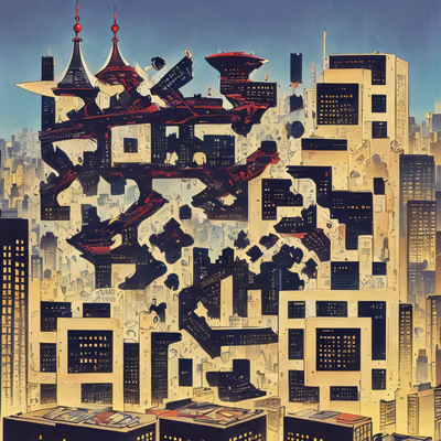 Comic Book Skyscraper City Building QR Code for Posters — image 1