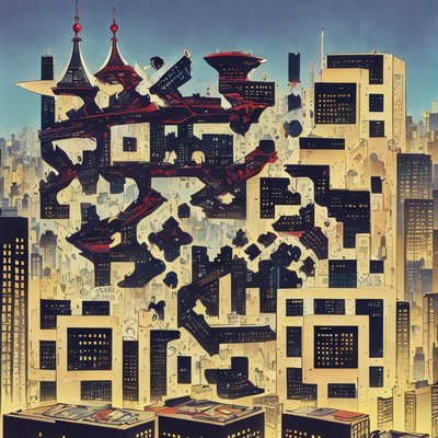 Comic Book Skyscraper City Building QR Code for Posters