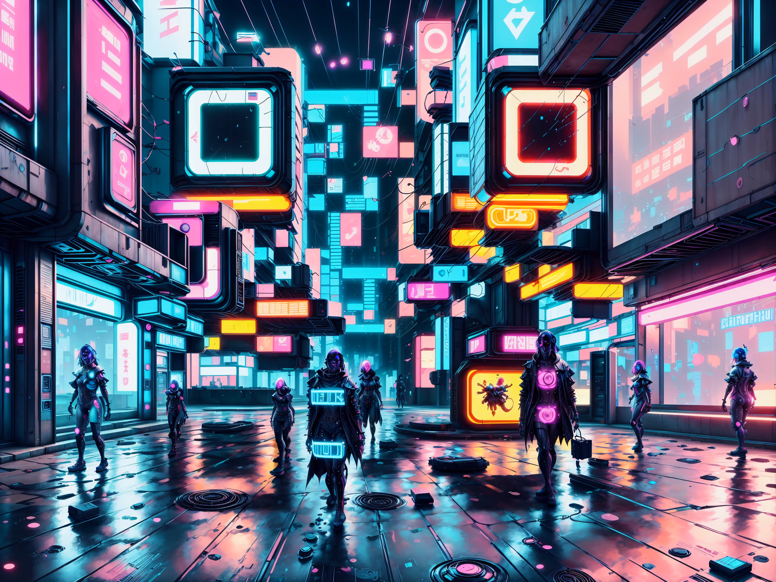 Neon Cyberpunk City Game Art QR Code for Posters — image 1