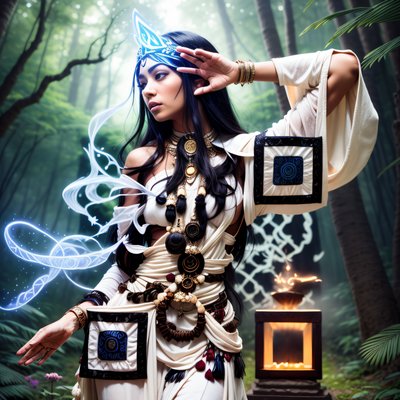 Forest Shaman Woman Fantasy QR Code Poster