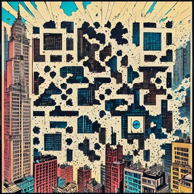 Comic Skyscraper Cityscape Building QR Code for Posters