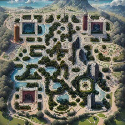Aerial Park Map Matte Painting QR Code for Posters