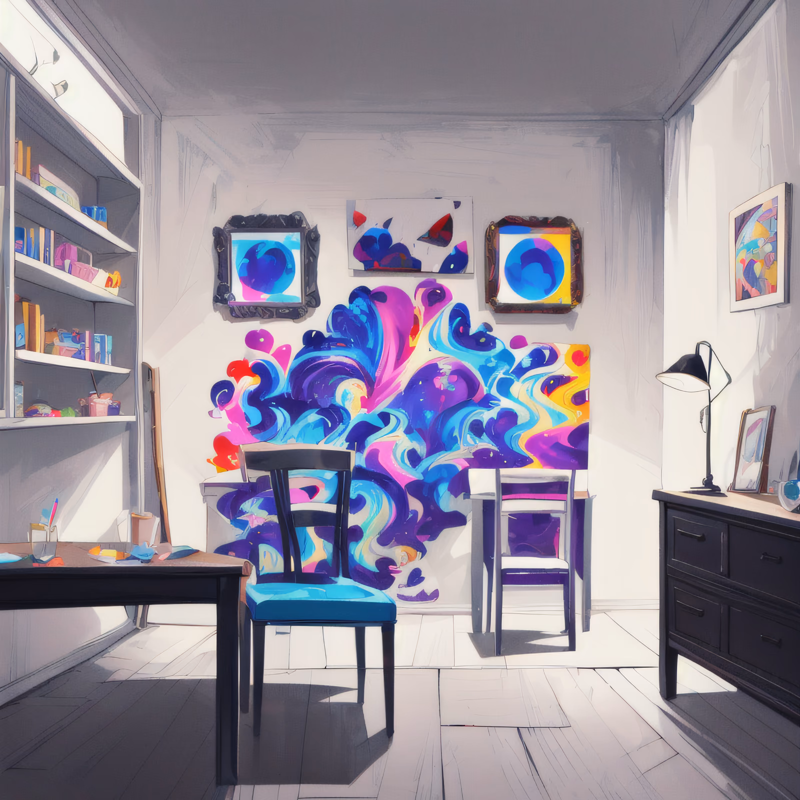 Art Studio Interior Digital Painting QR Code Art — image 1
