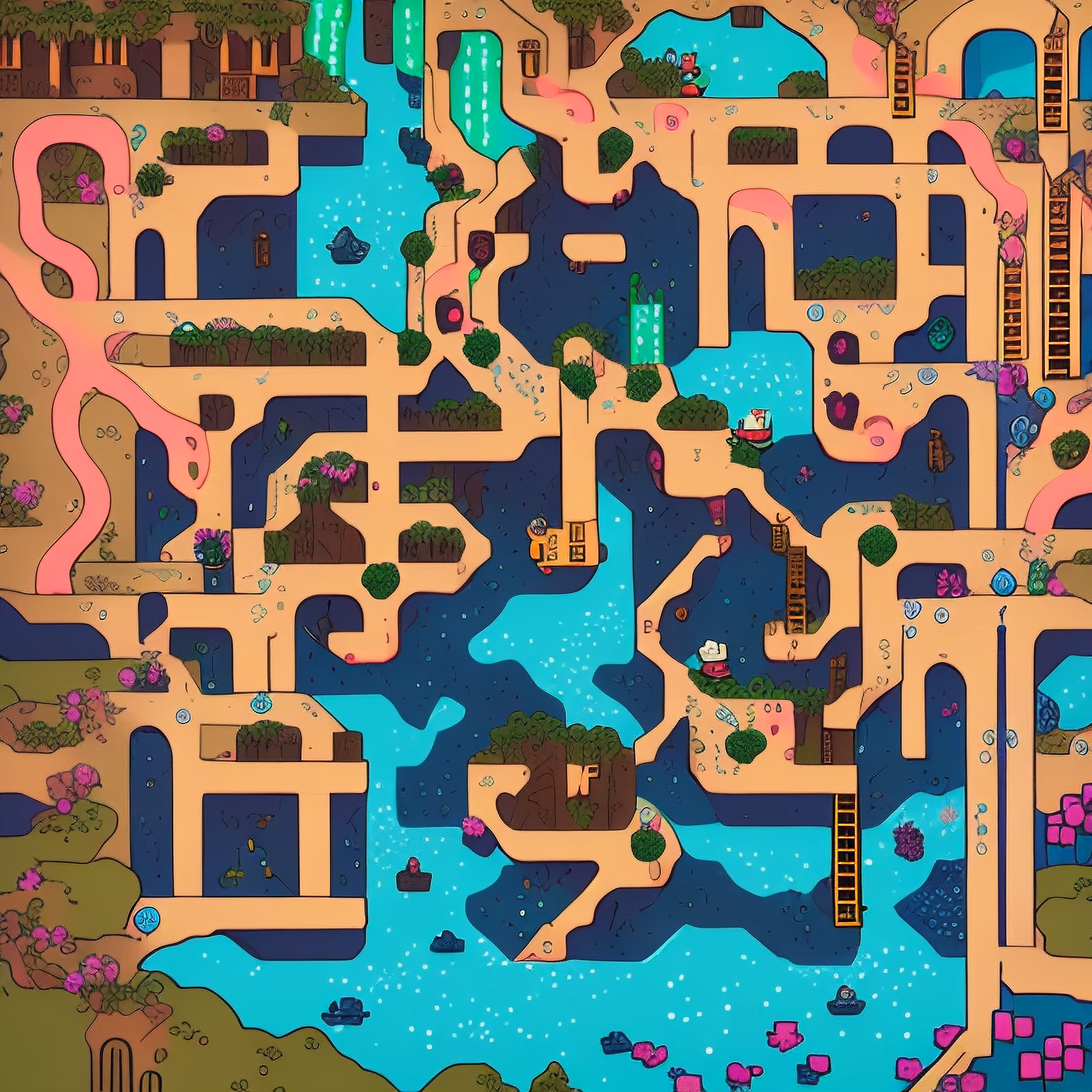Pixel Art River Map QR Code Art — image 1
