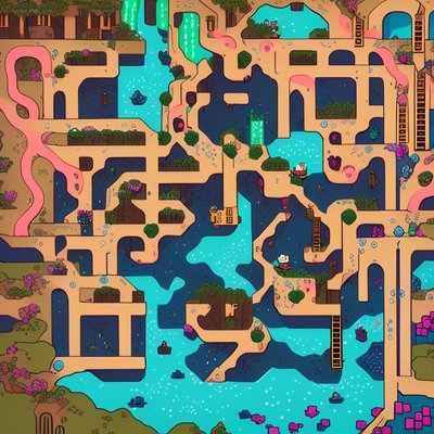 Pixel Art River Map QR Code Art