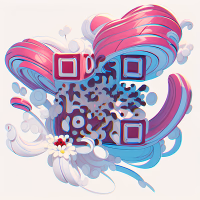 Закрученная розовая лента: 3D QR-код для наклеек — изображение 1
