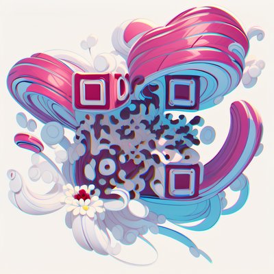 Закрученная розовая лента: 3D QR-код для наклеек