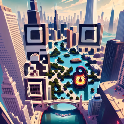 Панорама Чикаго в игровом стиле: QR-код для постеров — изображение 1