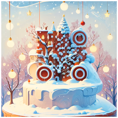 Snowy Christmas Tower Digital Painting QR Code for Greeting Cards — image 1