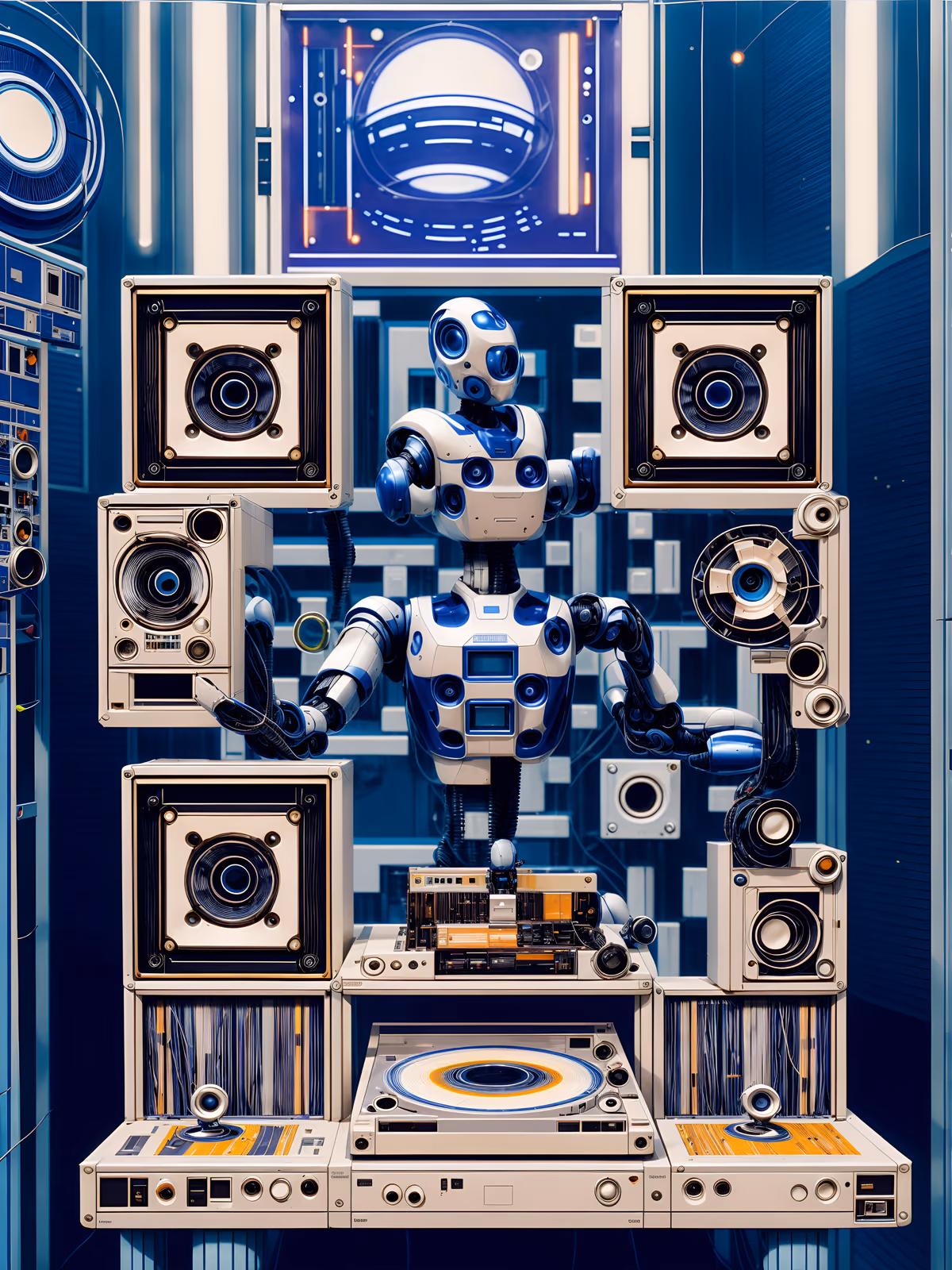 Retrofuturist Robot Analog Consoles QR Code Art — image 1