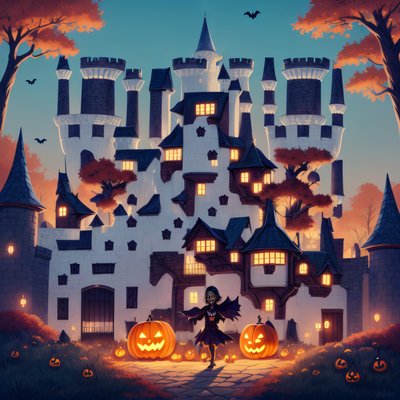 Zombie and Spooky Castle Cartoon QR Code for Posters