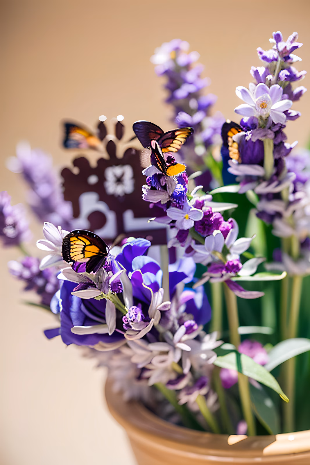 Lavender Bouquet Butterfly Photo QR Code Art — image 1