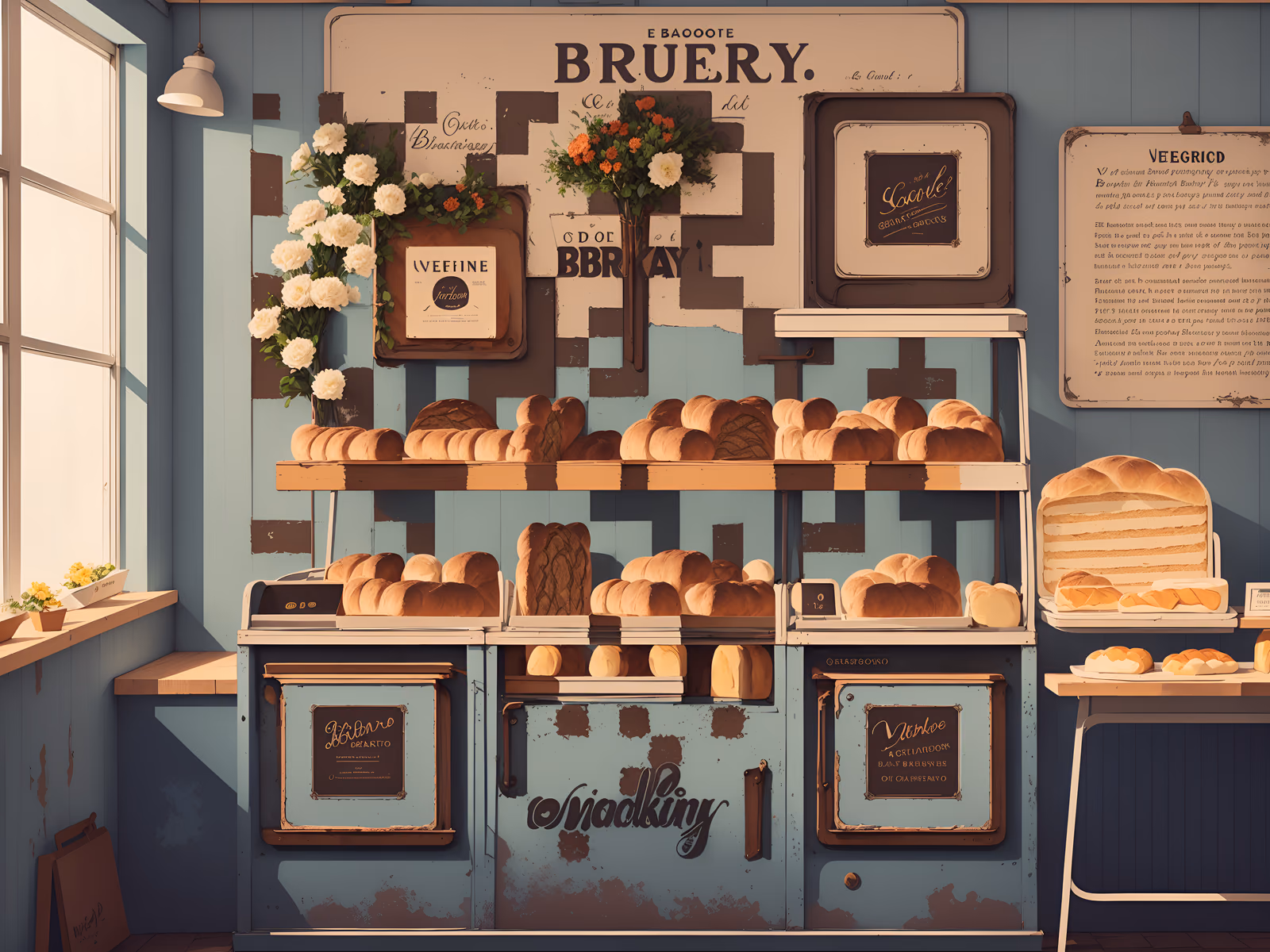 Retro Bakery Bread Shelves QR Code for Restaurant Menus — image 1