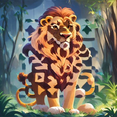 Cartoon Lion Jungle Game Art QR Code for Posters