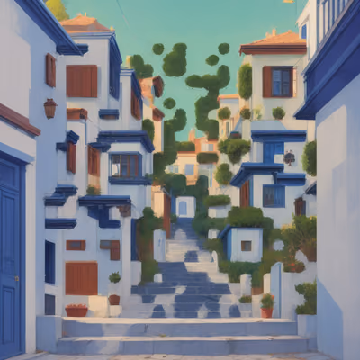 Greek Alley Staircase Storybook QR Code for Posters — image 1