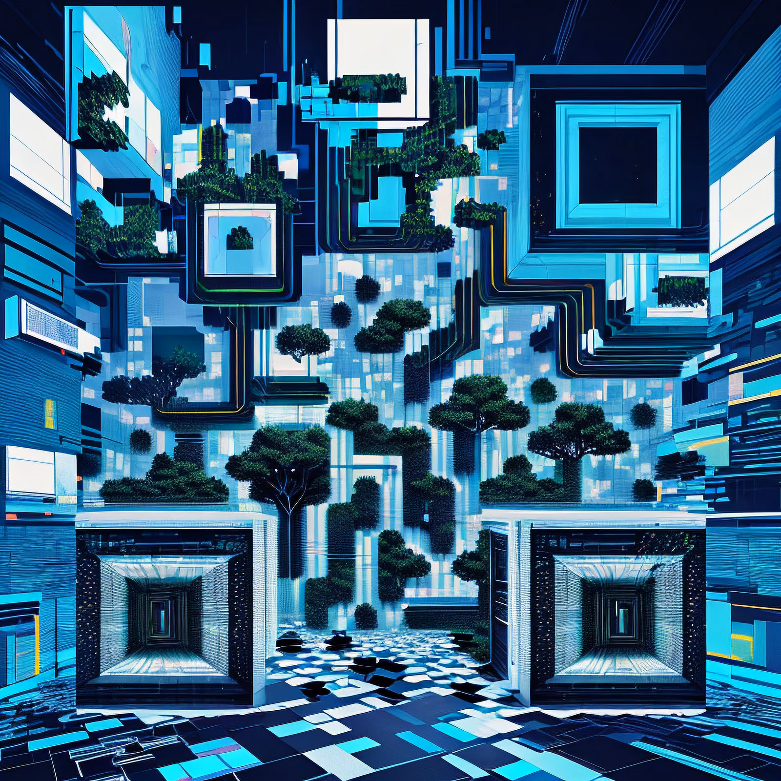 Фрагменты глитч-леса: цифровой QR-код для постеров — изображение 1