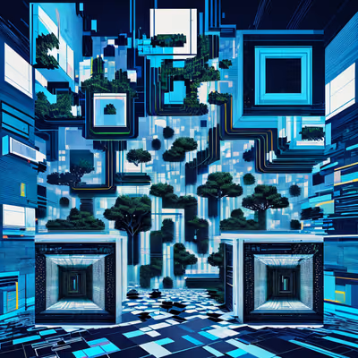 Фрагменты глитч-леса: цифровой QR-код для постеров — изображение 1