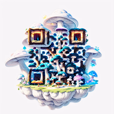 Floating Mushroom Island 3D QR Code for Stickers — image 1