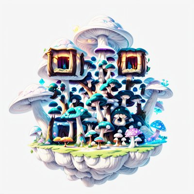 Floating Mushroom Island 3D QR Code for Stickers