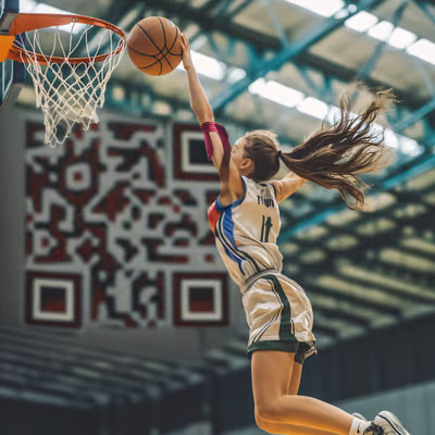 Basketball Dunk Photorealistic QR Code for Posters — image 1