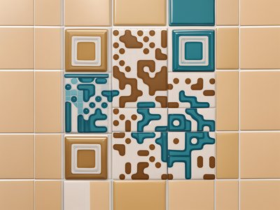 Glazed Ceramic Tile Wall Abstract QR Code Art