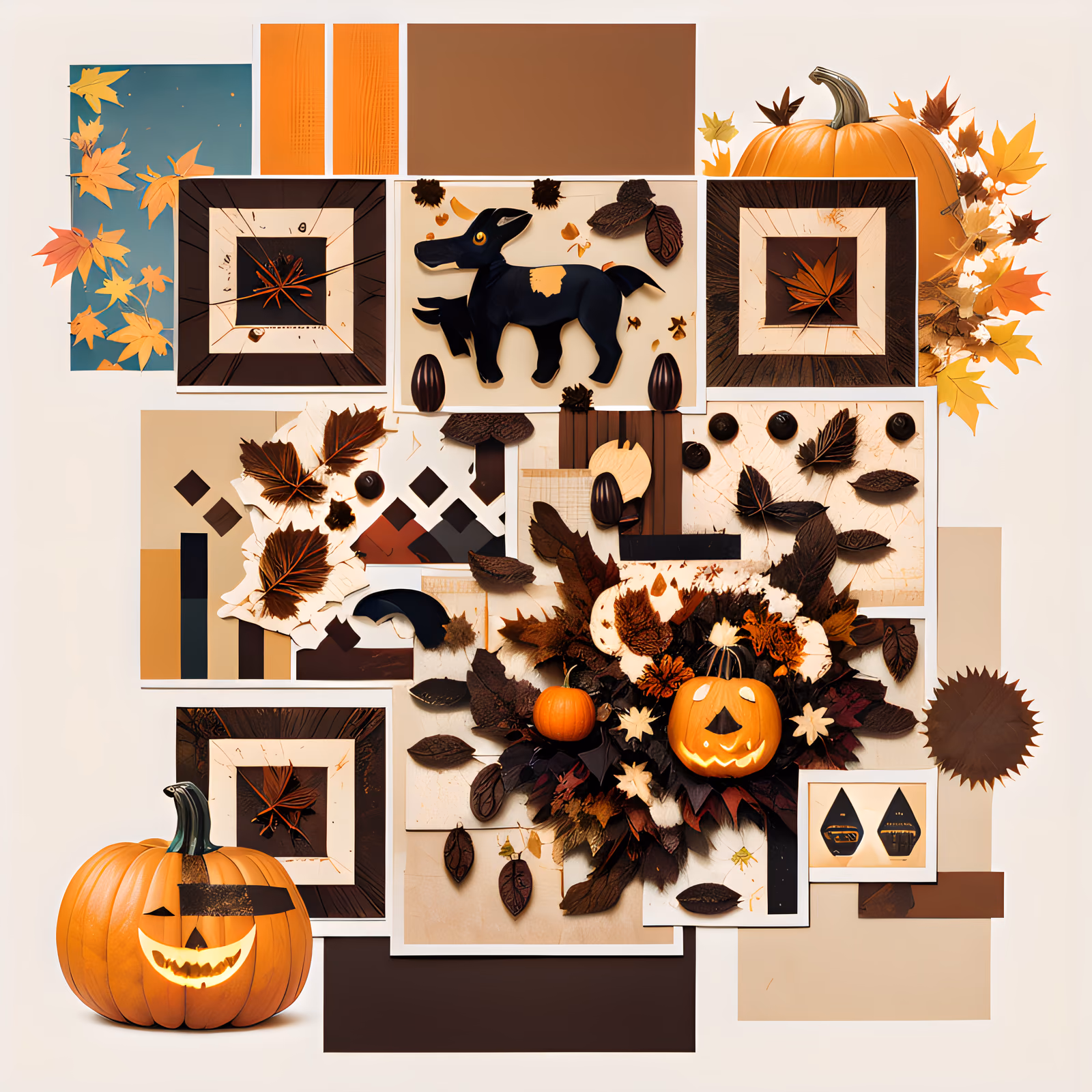 Autumn Pumpkin Leaf Collage QR Code Poster — image 1