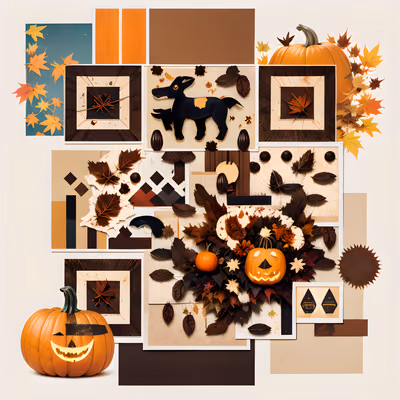 Autumn Pumpkin Leaf Collage QR Code Poster — image 1