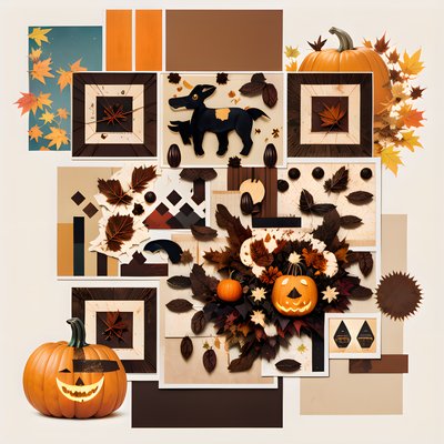 Autumn Pumpkin Leaf Collage QR Code Poster