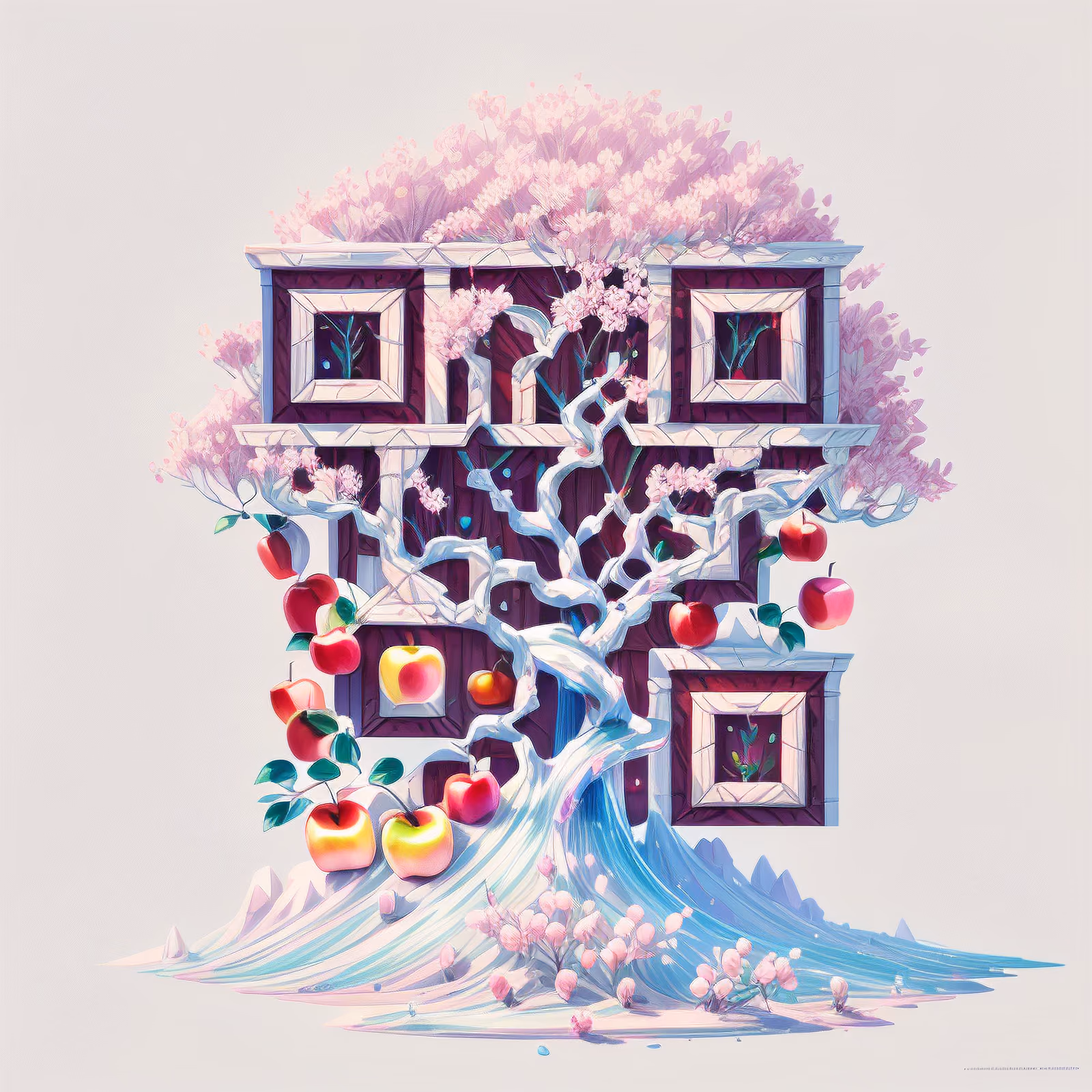 Blossom Apple Tree Fantasy 3D QR Code for Posters — image 1