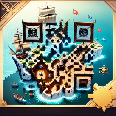 Pirate Island Map Game Art QR Code for Posters