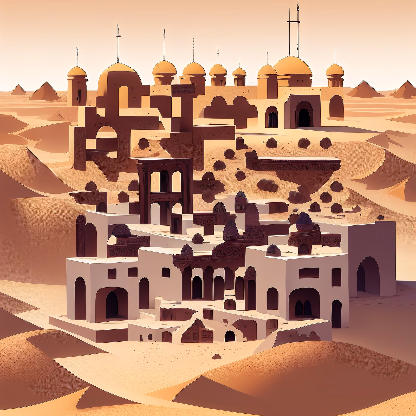 Desert Arabian Architecture Vector QR Code for Posters — image 1