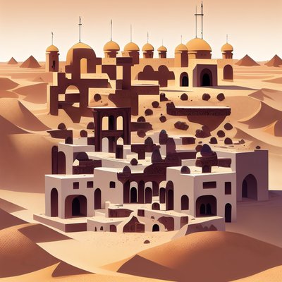 Desert Arabian Architecture Vector QR Code for Posters